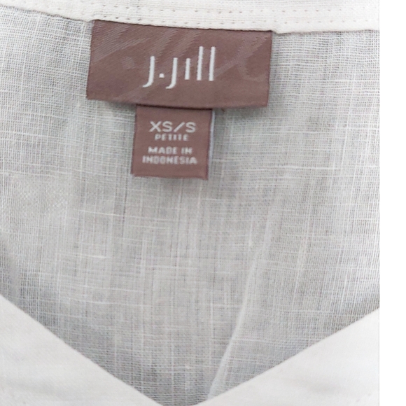 J.Jill Womens 100% White Line V Neck Circle Pockets Short Sleeve Top Size XS - Picture 5 of 6